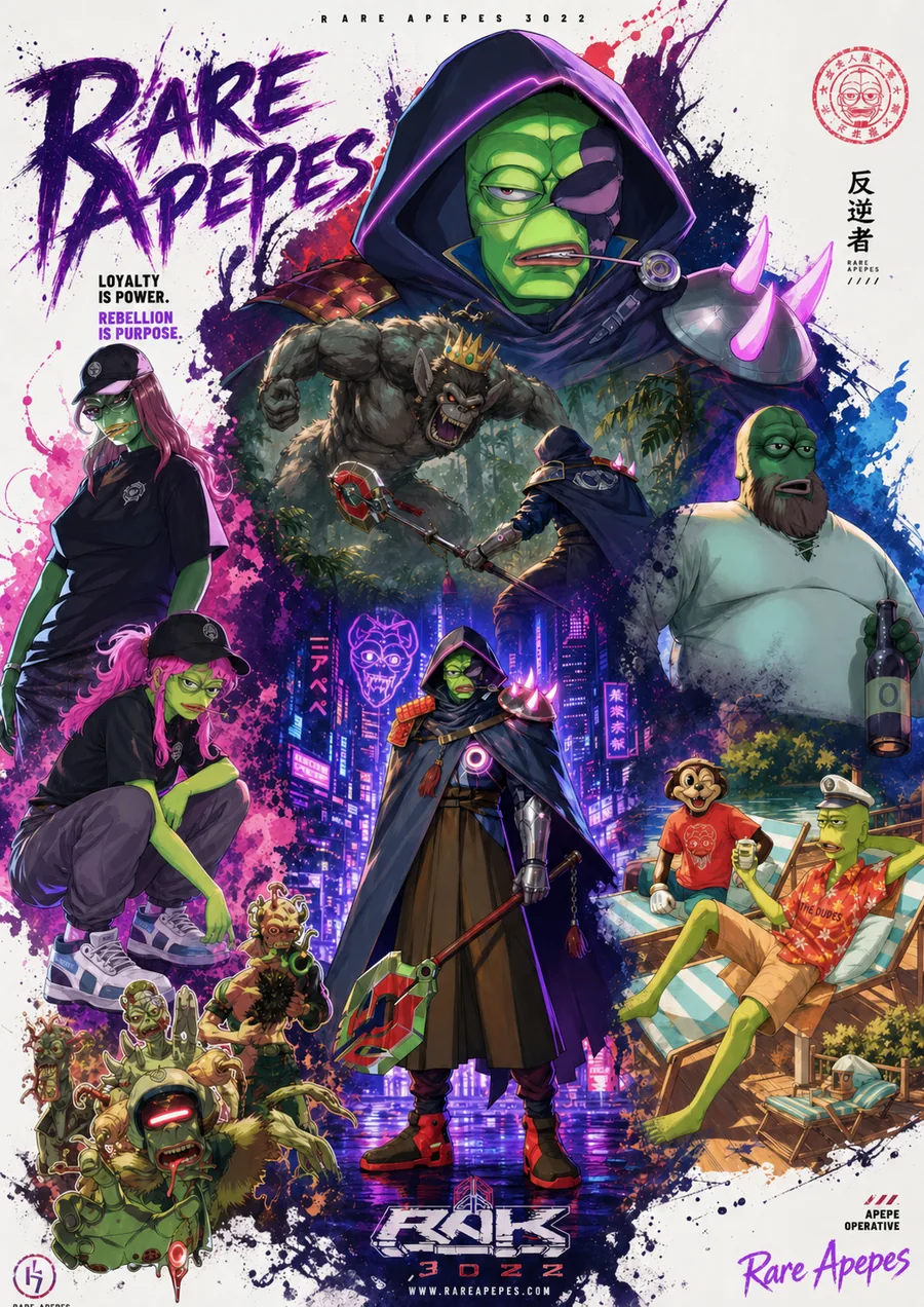 Rare Apepes poster with Nubi, the Monkey King and the crew